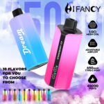 Two vape devices with various flavors displayed.