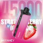 Pink vape with strawberry ice flavor and ice cube