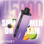 Vape device with fruity summer flavor branding.