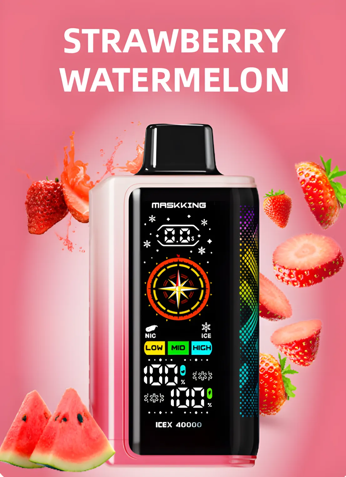 strawberry-watermelon jednorazowy e papieros maskking icex 40000 3 poziomy mocy ice & nic