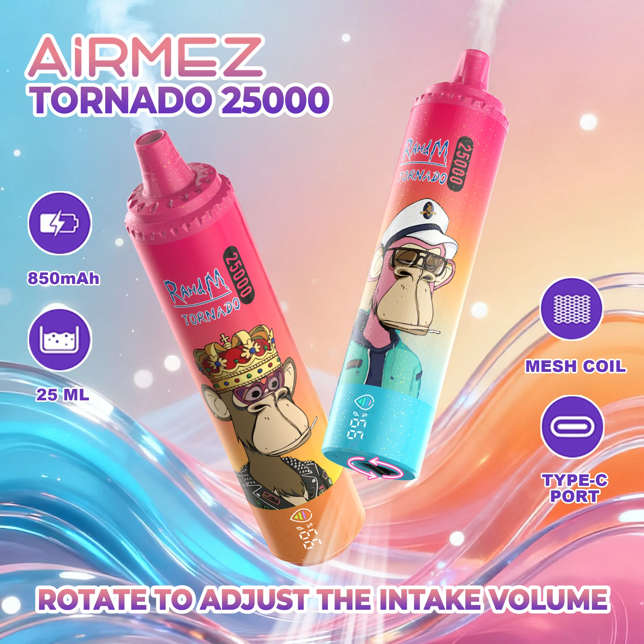 airmez tornado 25000 jednorazowy e papieros 2% – 25000 puffs | mesh coil | regulowany przepływ powietrza