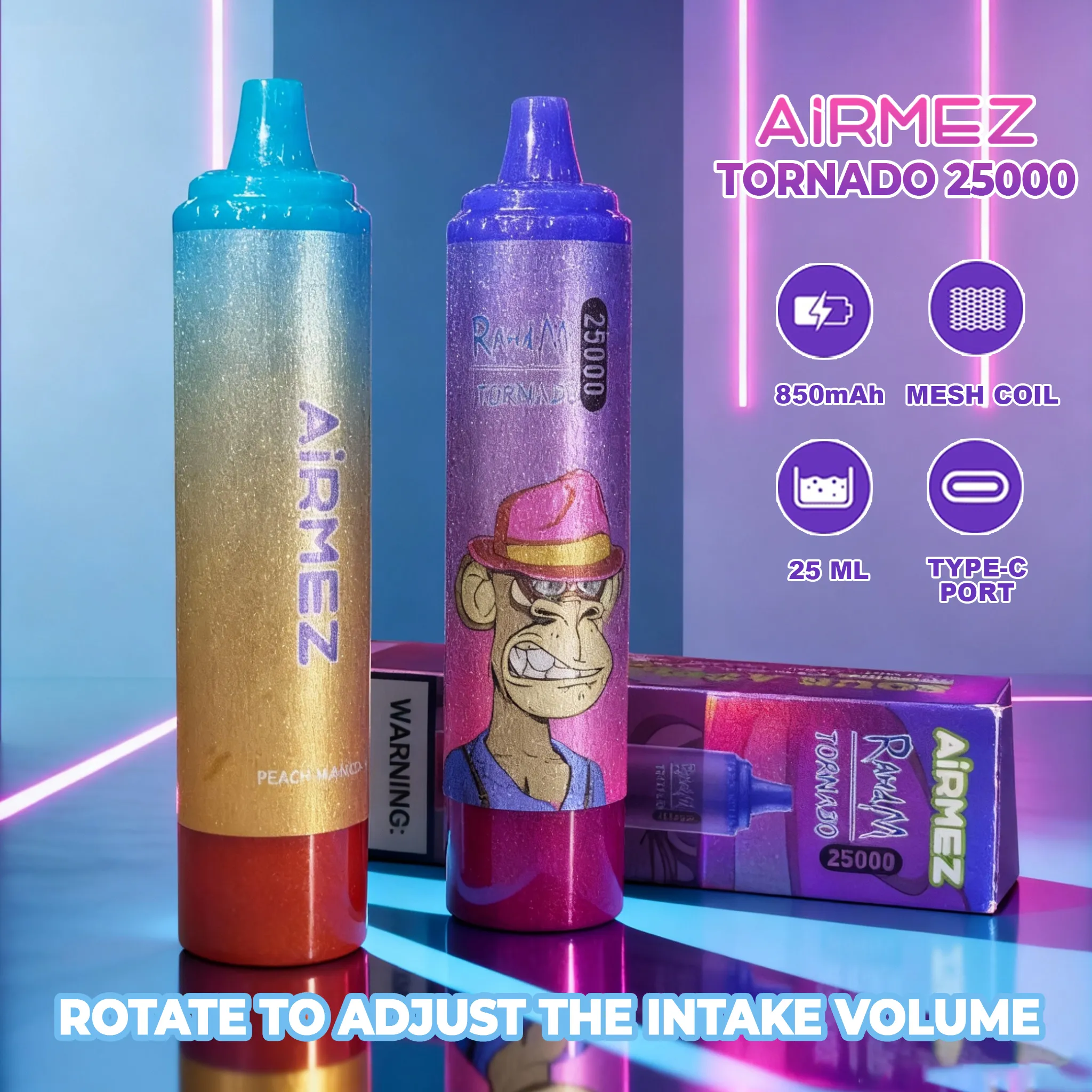 airmez tornado 25000 jednorazowy e papieros 2% – 25000 puffs | mesh coil | regulowany przepływ powietrza