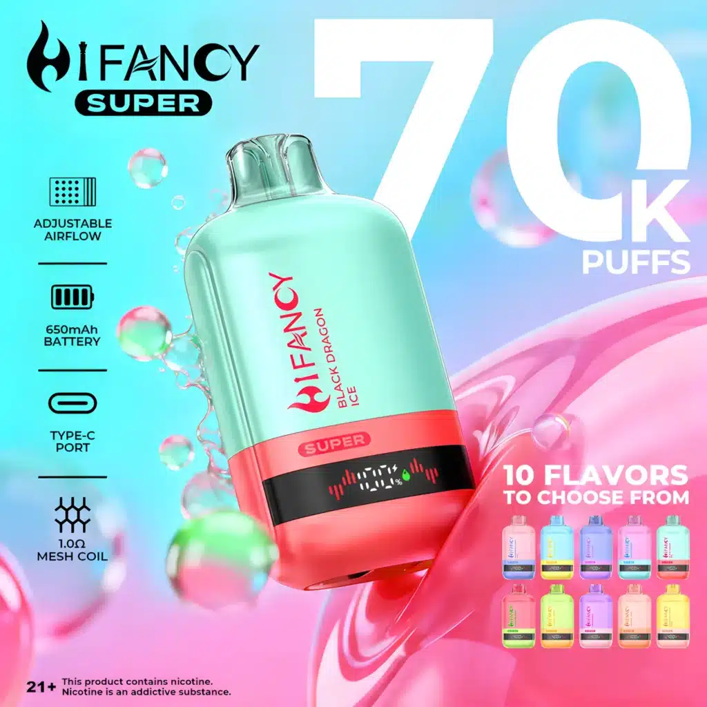 HiFancy Super 70000,HiFancy 70k,e-papieros 70000 puffs,jednorazówki z ekranem,największy e-papieros